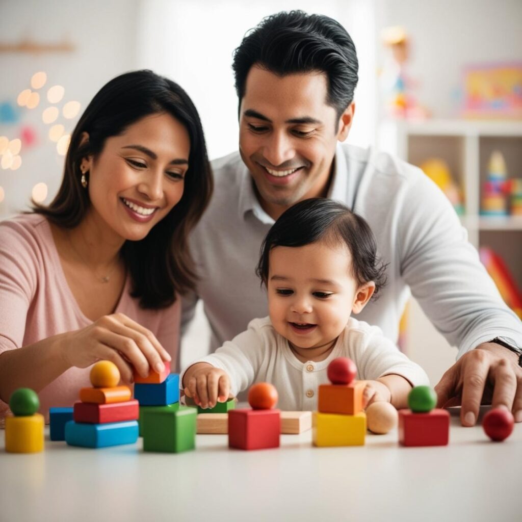 Familia jugando en la habitación